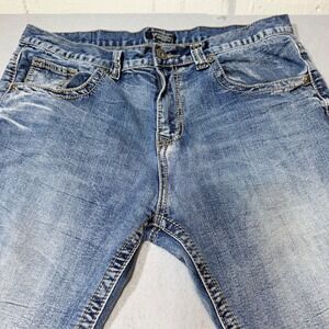 True Luck Jeans Mens 36x32 Blue Wash Straight Leg Denim Pants